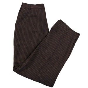 Striped Trousers Pants Women's Career Halter Brown Cream Size 12 Pant